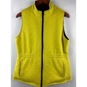 Reversible Quilted Womens Vest M Yellow & Gray Athletic